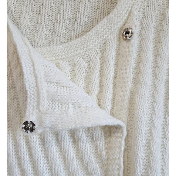 ROMEO & JULIET COUTURE L Cardigan Sweater Cream Ruffle Wool Blend Fairytale 40" - Picture 4 of 9